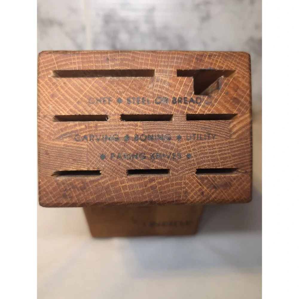 Vintage Oneida 9 Slot Knife Block Wood